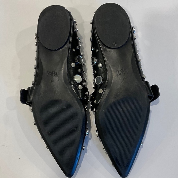 ZARA  Mirrored Black Flat Mary Jane’s Size EU 39 - Picture 3 of 9